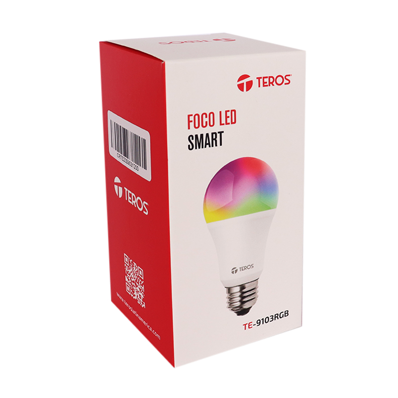 Foco inteligente LED TEROS TE-9103RGB, iluminación RGB, potencia de 9W, socket E27, Wi-Fi