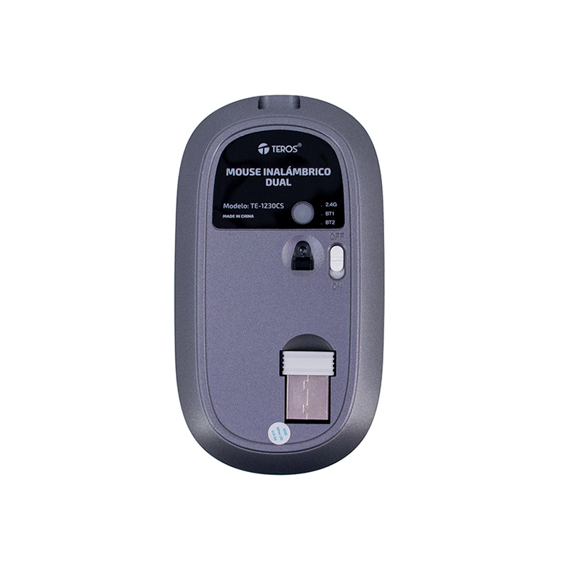 Mouse inalámbrico dual TEROS TE-1230CS, 3 botones, 1200DPI