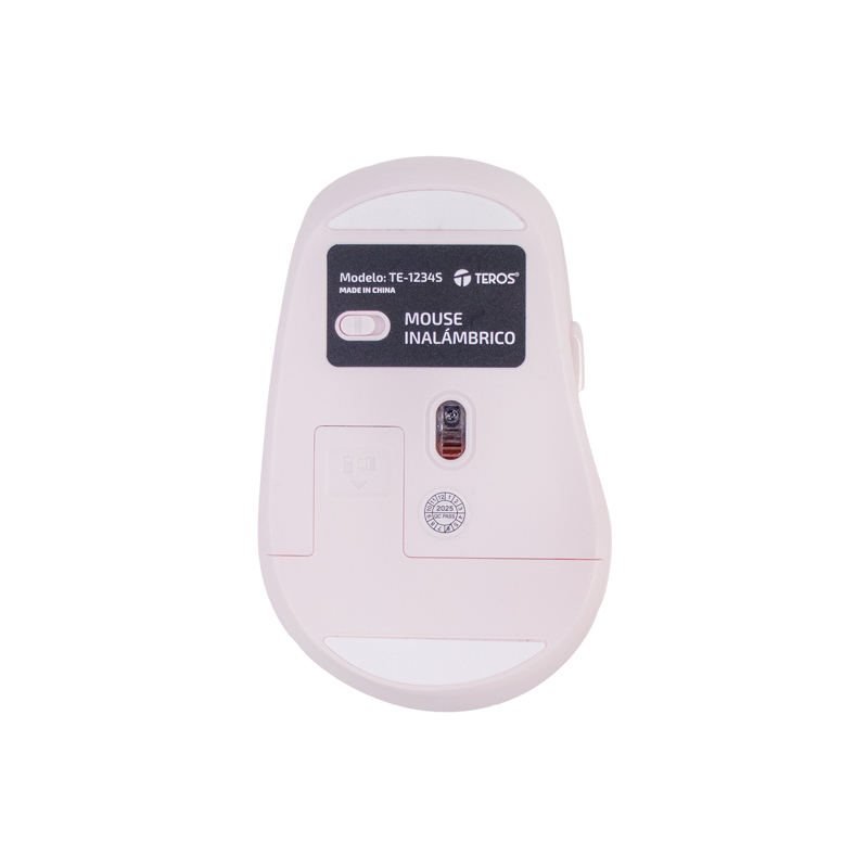 Mouse inalámbrico TEROS TE-1234S, 2.4GHz, 6 botones, USB, rosado