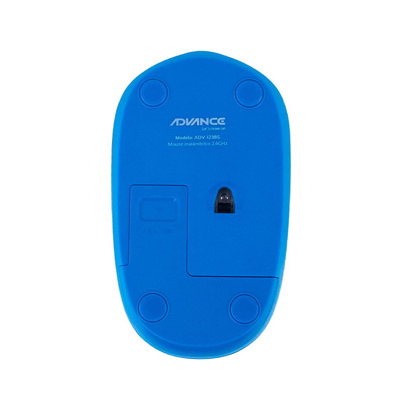 Mouse inalámbrico ADV-1238S, USB, 3 botones, azul