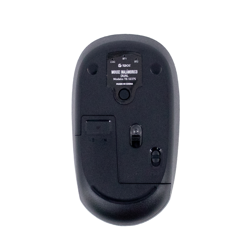 Mouse Inalámbrico Teros TE-1237S, BT 5.0, 2.4GHz, USB, Color Negro