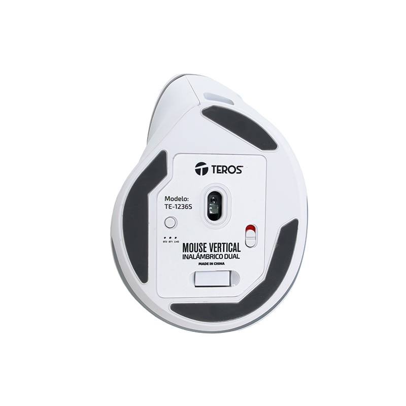 Mouse inalámbrico TEROS TE-1236S, RGB, Blanco, 6 botones con rueda
