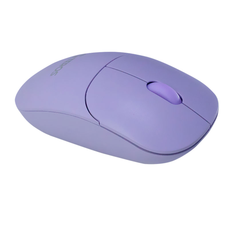 Mouse óptico inalámbrico TEROS TE-1219S, 1000 DPI, receptor USB, 3 botones, color morado