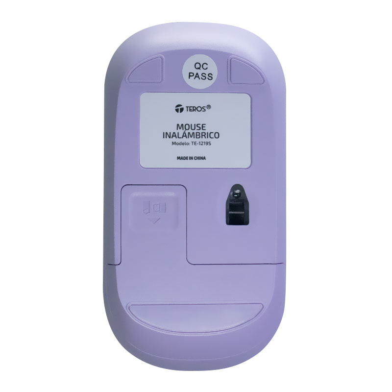 Mouse óptico inalámbrico TEROS TE-1219S, 1000 DPI, receptor USB, 3 botones, color morado