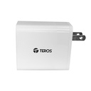 Cargador USB-A USB-C TEROS TE-70207W, GaN, PD 65W, blanco