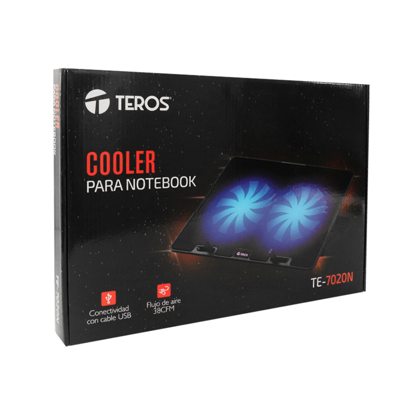 Cooler TEROS TE-7020N, compatible con notebooks de hasta 15.6", 2 fan de 12cm