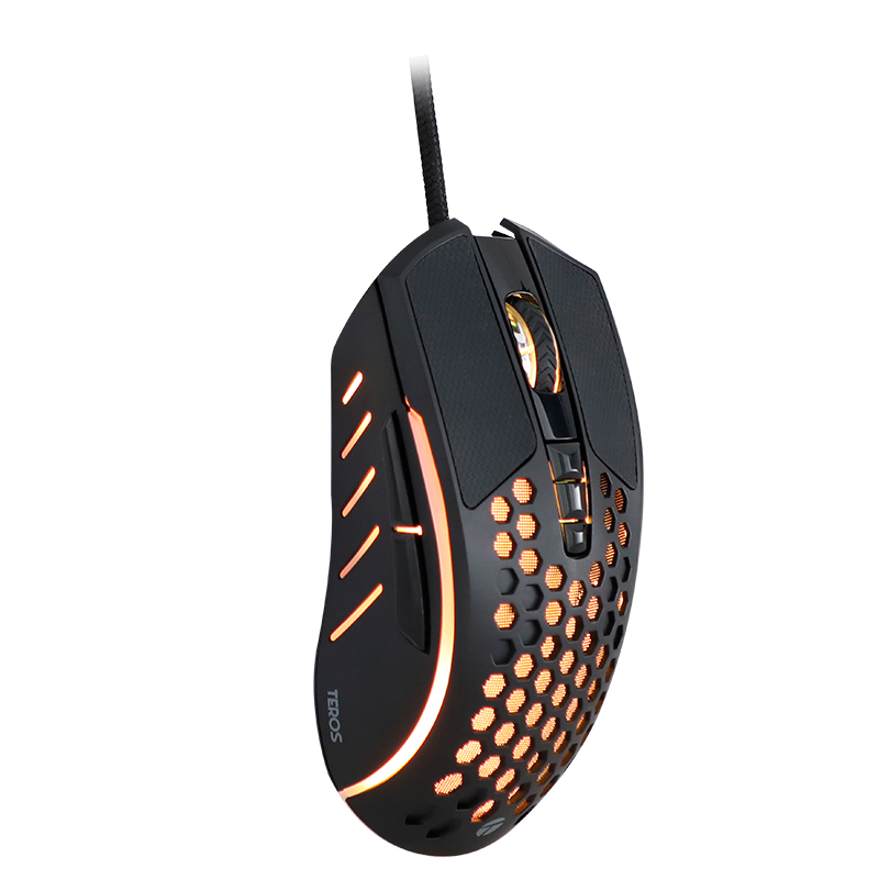 Mouse gamer TEROS TE-1210G, 7 botones, RGB, negro