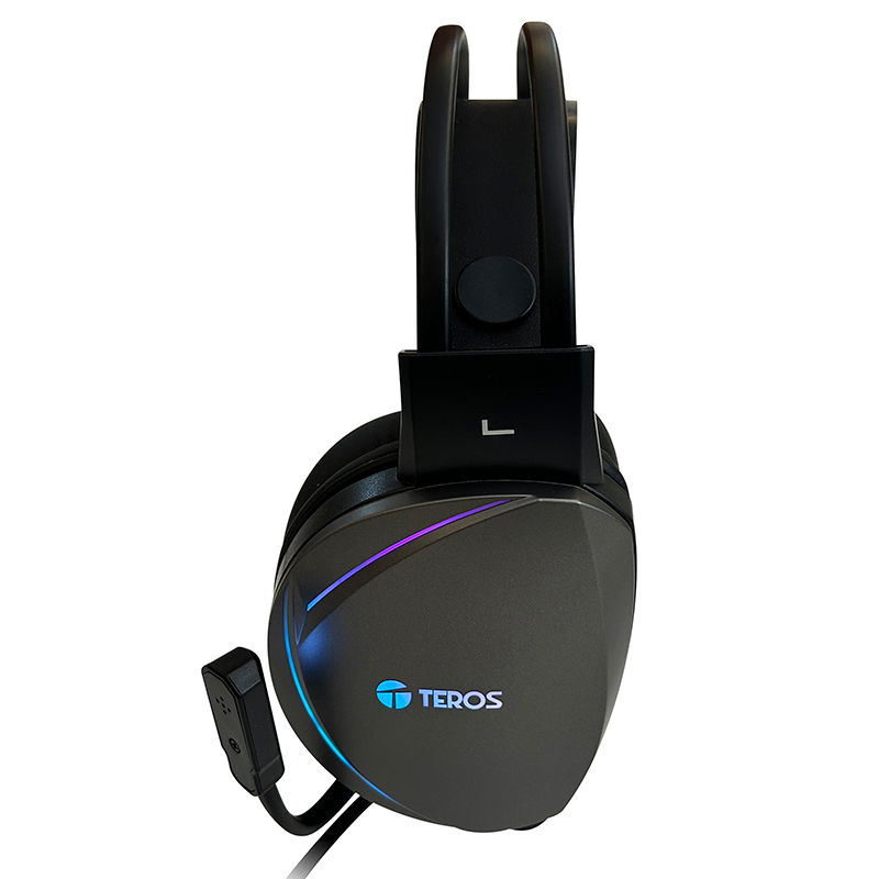 Auriculares Gaming TEROS TE-8170N estéreo 7.1, micrófono, conector USB, Negro, Luces RGB
