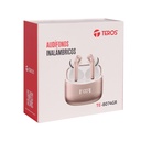 Audífonos TEROS TE-8074GR, Bluetooth, TWS, Rosa/Dorado