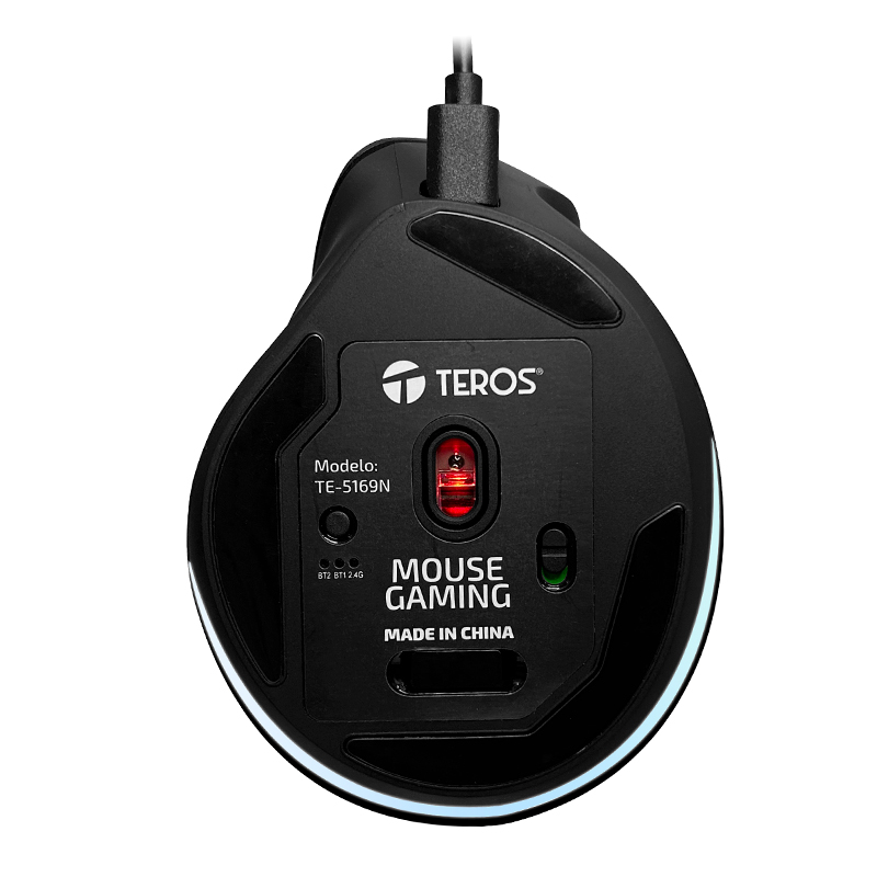 Mouse Inalámbrico Teros TE-5169N, 2.4G+Bluetooth, 2400 DPI, USB, Color Negro