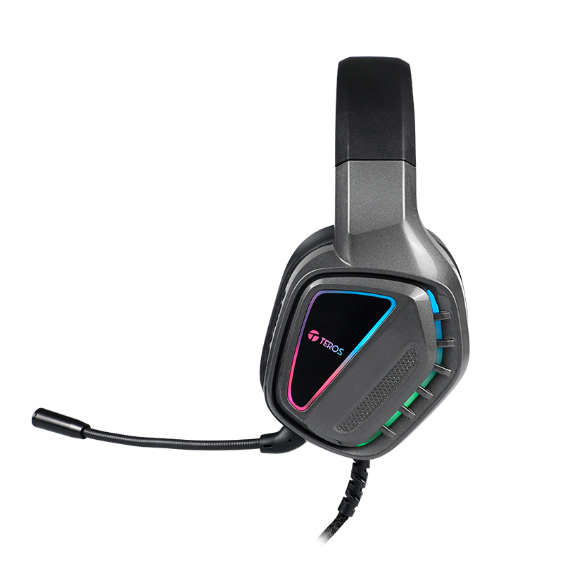 Auriculares gaming TEROS TE-8171N, estéreo, micrófono, luces RGB