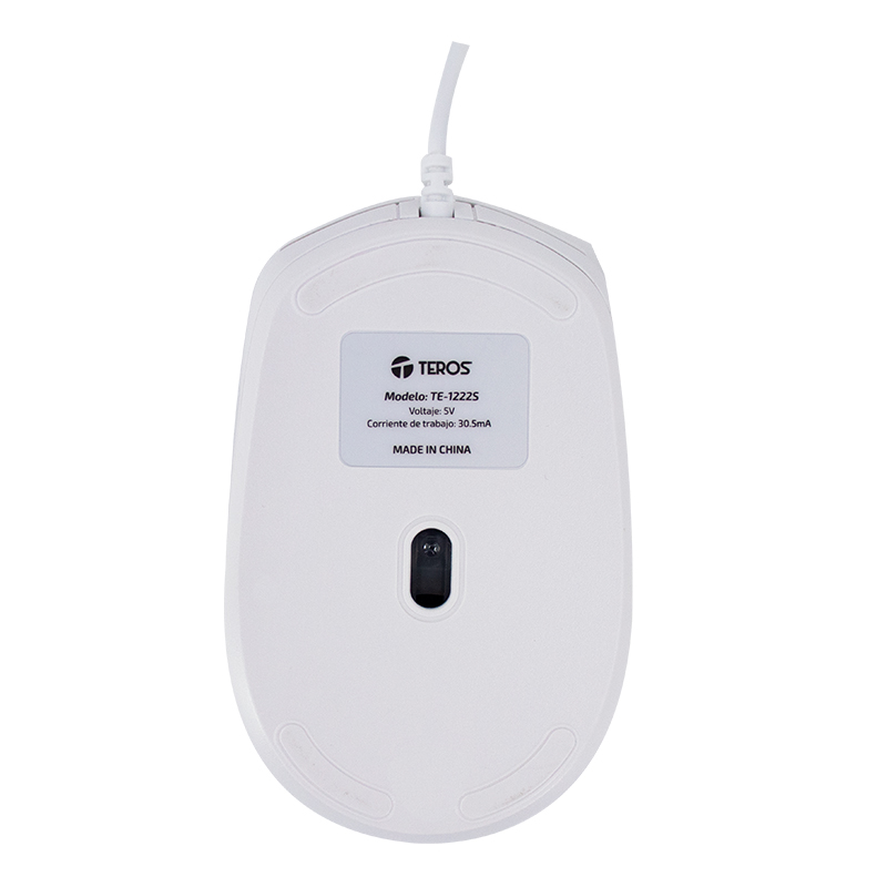 Mouse óptico TEROS TE-1225S, 800-1200-1600 DPI, USB, 4 botones, color blanco