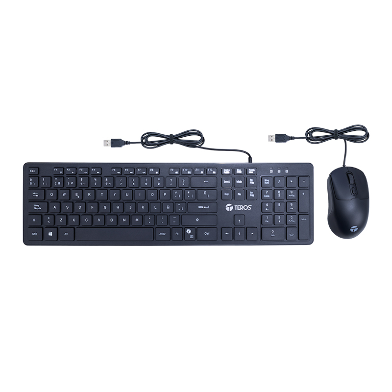Kit Teclado + Mouse TEROS TE-5019S, tecla COPILOT (solo teclado), negro