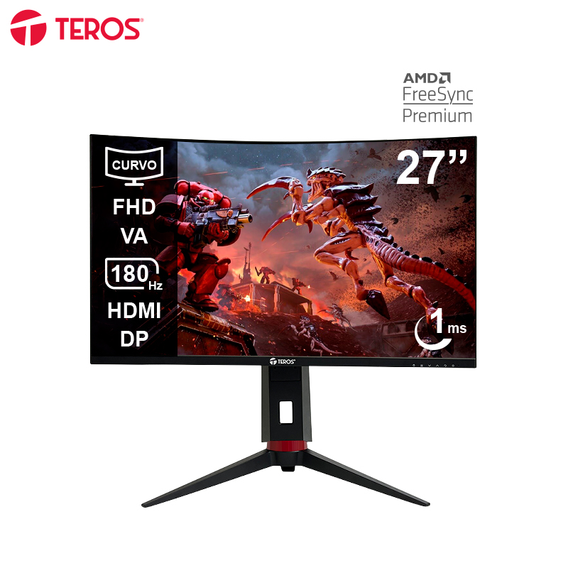 Monitor Curvo Gaming TEROS TE-2766G, 27" FHD VA, 180 Hz, 1ms, HDMI, DP, AUDIO OUT