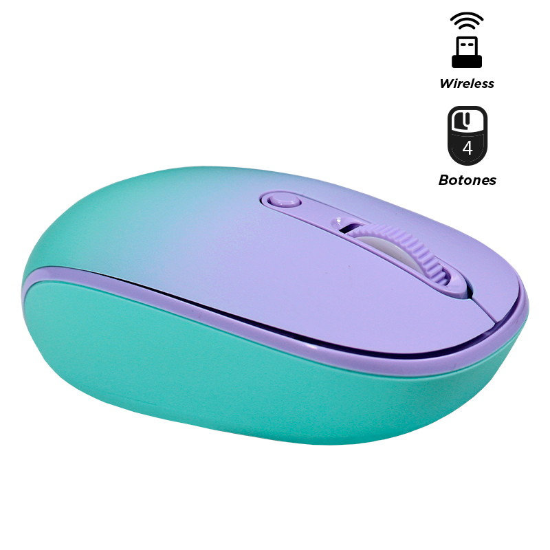Mouse óptico inalámbrico TEROS TE-1224S, 1000 DPI, receptor USB, 4 botones