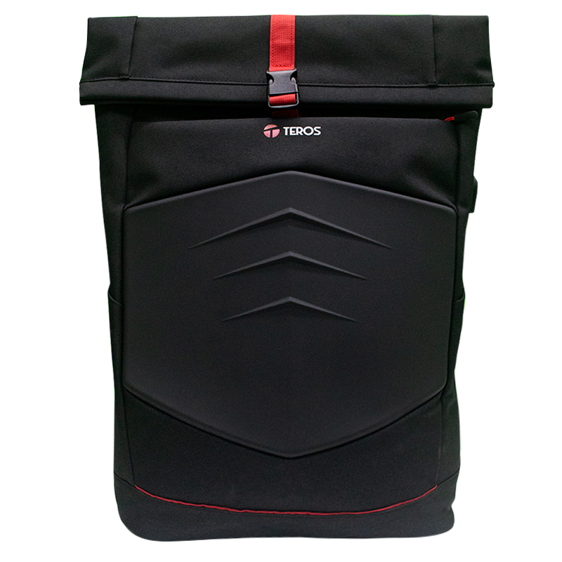 Mochila gamer TEROS TE-IDS18588, poliéster, soporta notebooks de hasta 15.6", negro + rojo
