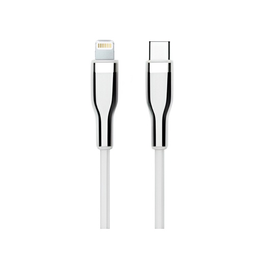 [426316] Cable USB TEROS TE-70212W, Tipo C a Lightning, 3A, 20W Máx, blanco y plateado