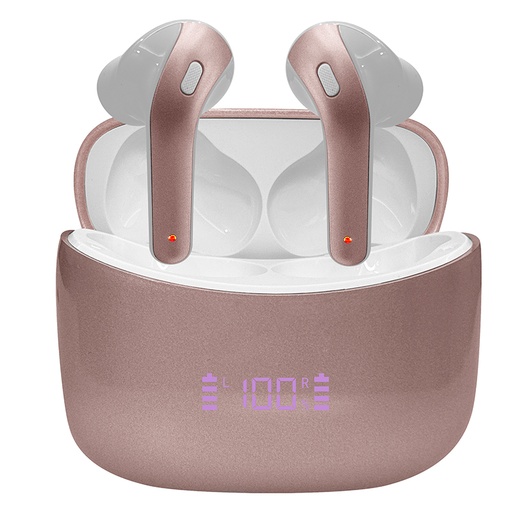 [422564] Audífonos TEROS TE-8074GR, Bluetooth, TWS, Rosa/Dorado