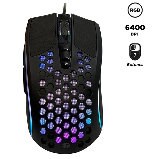 [426155] Mouse gamer TEROS TE-1210G, 7 botones, RGB, negro