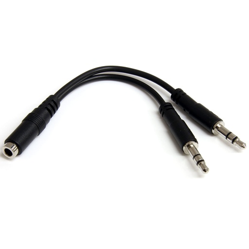 Adaptador Splitter de Audífonos 2x Mini-Jack 3.5mm 3 pines a Mini-Jack 4 pines