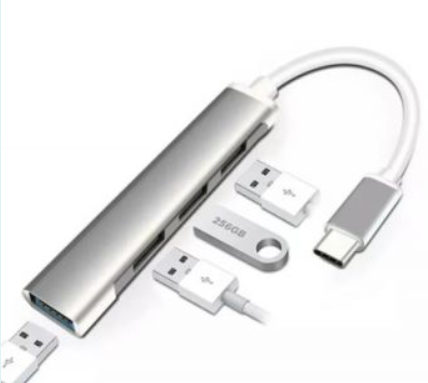 ADAPTADOR HUB TIPO C A USB 3.0 4 PUERTOS ALUMINIO