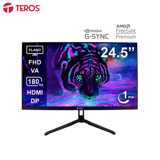 [473245] Monitor plano gaming TEROS TE-2475G 24.5" FHD VA 180Hz 1ms HDMI DP AUDIO OUT negro