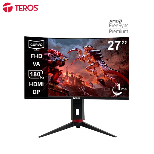 [430884] Monitor Curvo Gaming TEROS TE-2766G, 27" FHD VA, 180 Hz, 1ms, HDMI, DP, AUDIO OUT