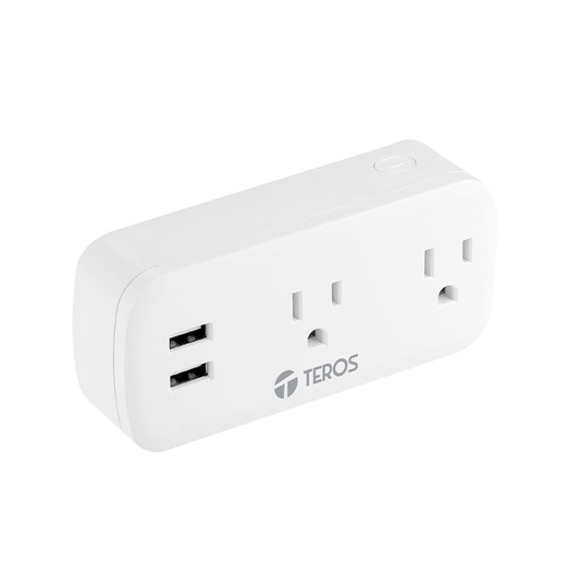 [424101] Tomacorriente inteligente TEROS TE9102W, incluye 2 x tomas / 2 x USB / Wi-Fi, color blanco