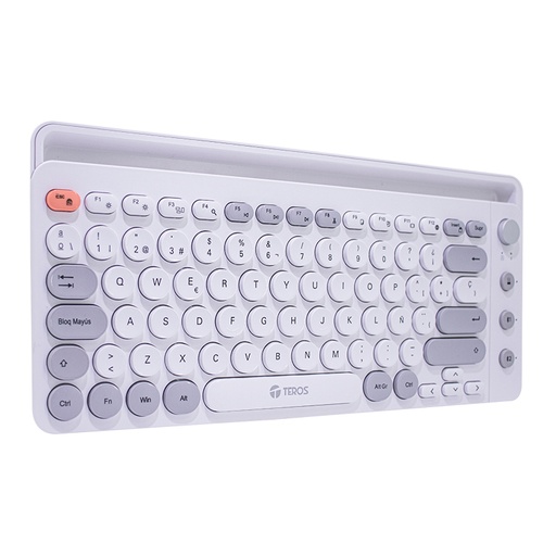 [462831] Teclado inalámbrico TEROS TE-4070S, 2.4 GHz, bluetooth 3.0 / 5.2, 80 teclas, blanco