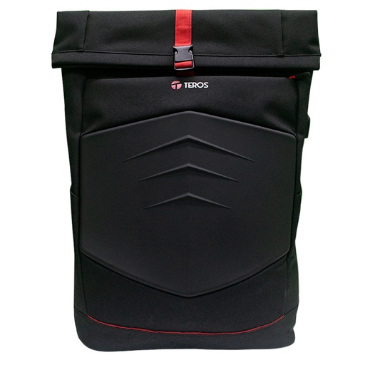 [417011] Mochila gamer TEROS TE-IDS18588, poliéster, soporta notebooks de hasta 15.6", negro + rojo