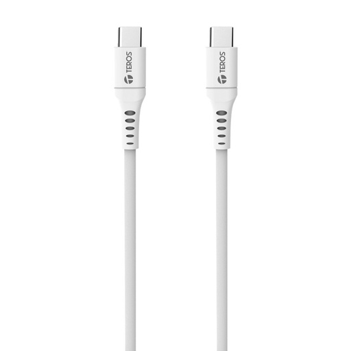 [424445] Cable USB TEROS TE-70208W, Tipo C a Tipo C, 5A, 100W Máx, blanco